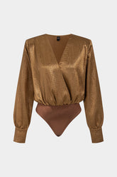 Crossed V-Neck Long Sleeve Bodysuit